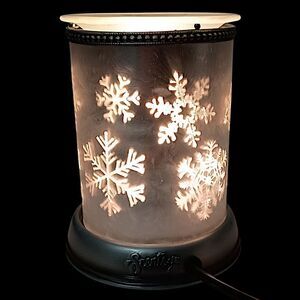 Scentsy Silver Frost Glass Shade Base Wax Warmer Lampshade Collection Snowflake.